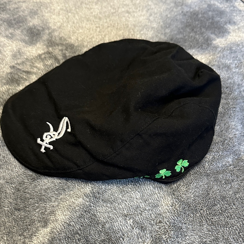Stylish Black Cap with Embroidered Logo and Green Accents